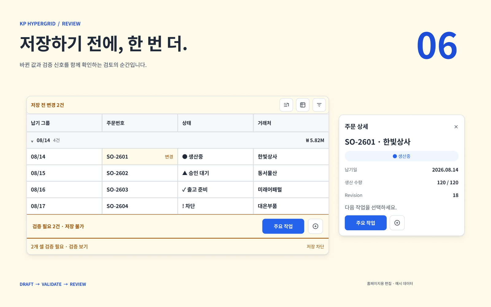 변경 검토 — 핵심 정보를 재구성한 제품 소개